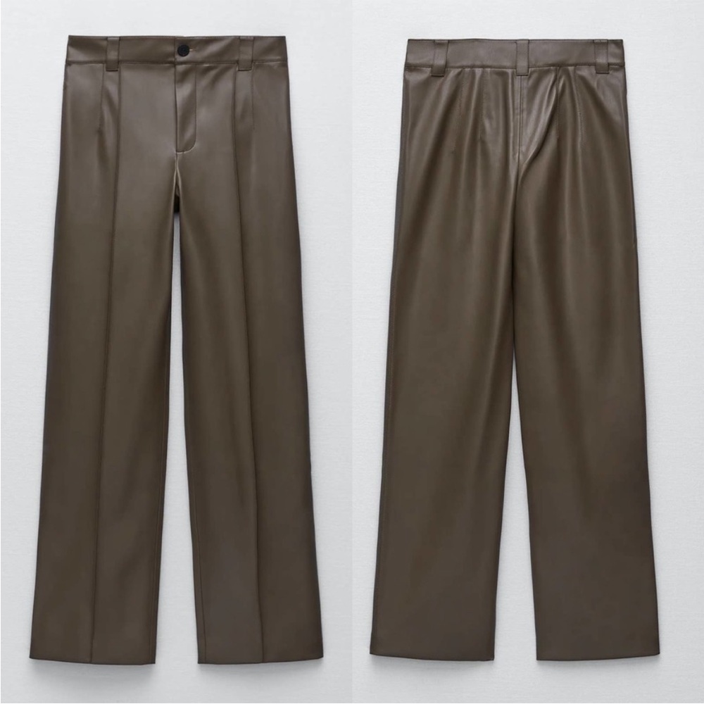 ZARA FULL LENGTH FAUX LEATHER FRANCOISE PANTS - Picture 10 of 11